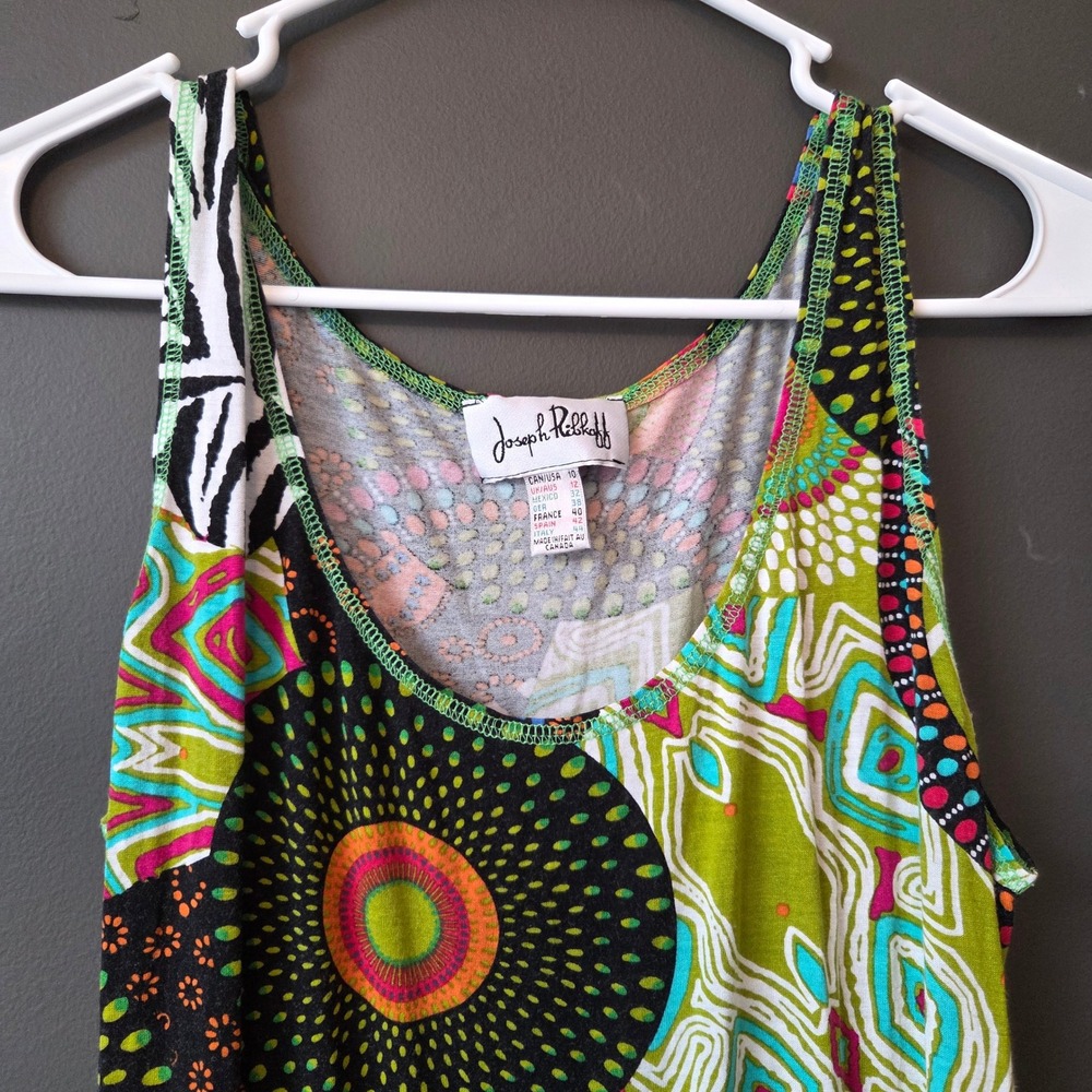 Vintage Joseph Ribkoff Enrobe Mixed Print Tiered Midi Dress Zebra Floral Size 10 - Picture 2 of 5